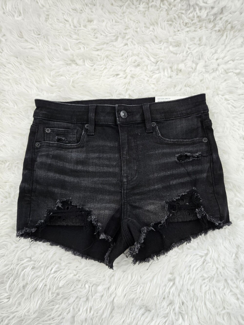 American Eagle Next Level Stretch High Rise Shortie. Black. Size 4. New.